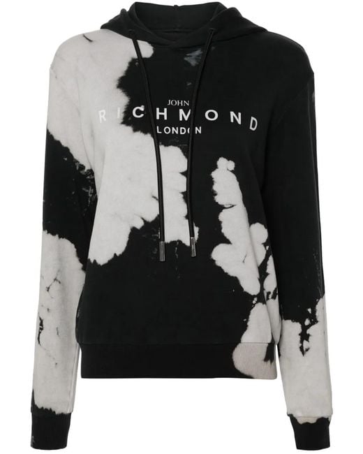 John Richmond Black Logo-Print Cotton Hoodie