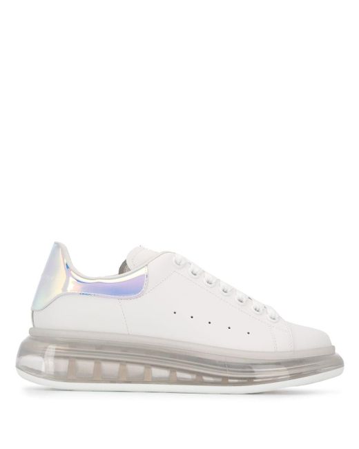 Alexander McQueen Leather Oversized Clear Sole Sneakers in White | Lyst