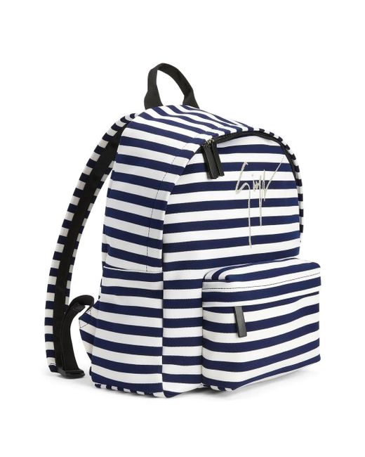 Giuseppe Zanotti Blue Logo Stripe-Print Backpack for men