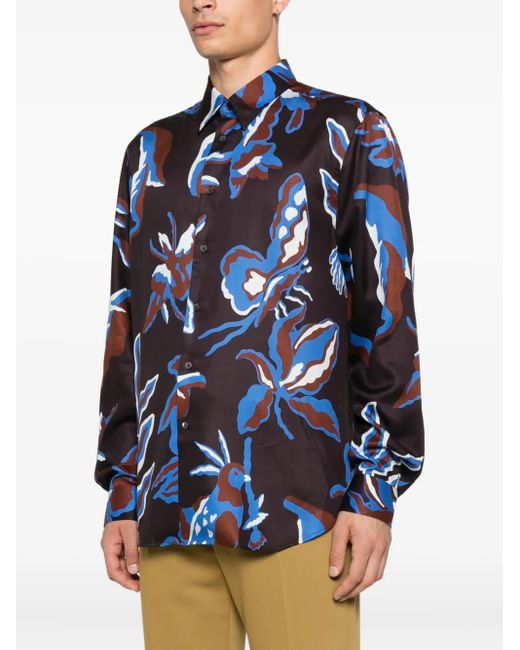 Paul Smith Blue Geometric-Print Shirt for men