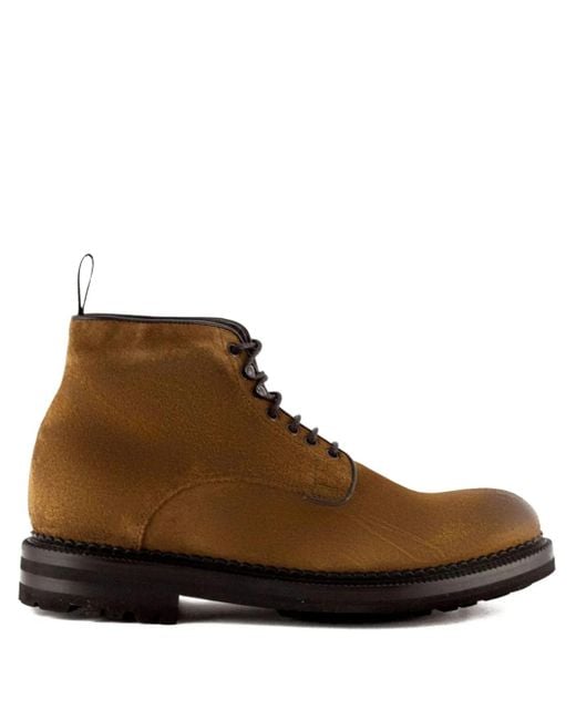 Green George Brown Lace-Up Round-Toe Boots for men