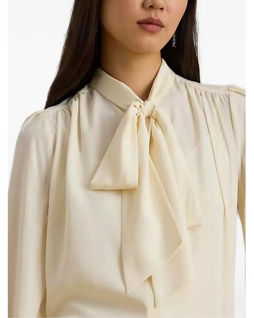 Ralph Lauren Natural Tie-Neck Blouse