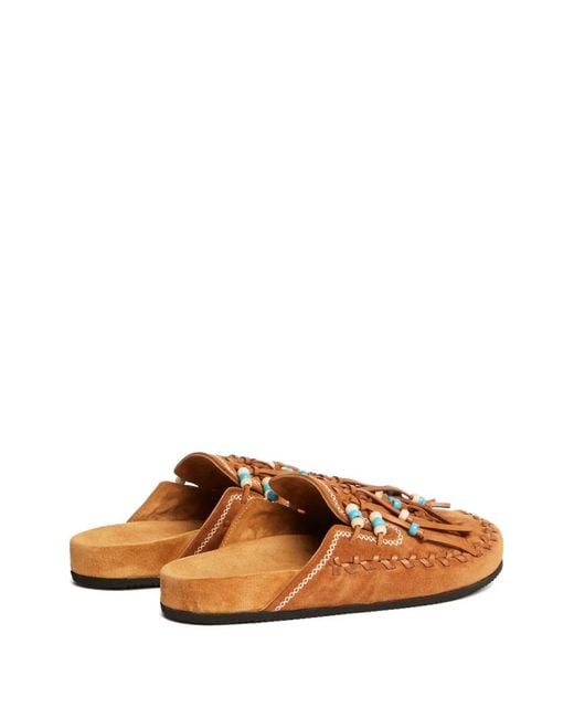 Alanui Brown Round-Toe Beaded Mules for men