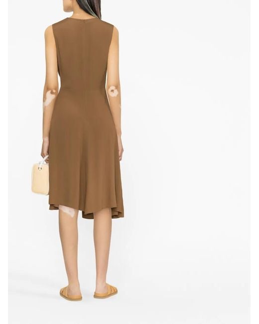 Blanca Vita Natural Gathered-Detail Sleeveless Dress