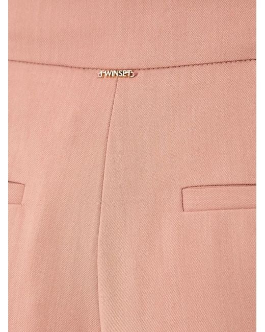 Twinset Pink Pressed-Crease Wide-Leg Trousers
