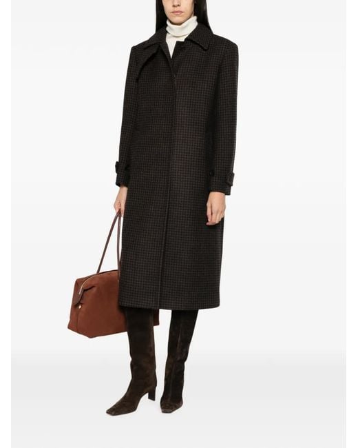 Tagliatore Black Bethany Houndstooth-Pattern Coat