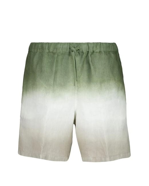 120% Lino Green Drawstring Ombré Bermuda Shorts for men