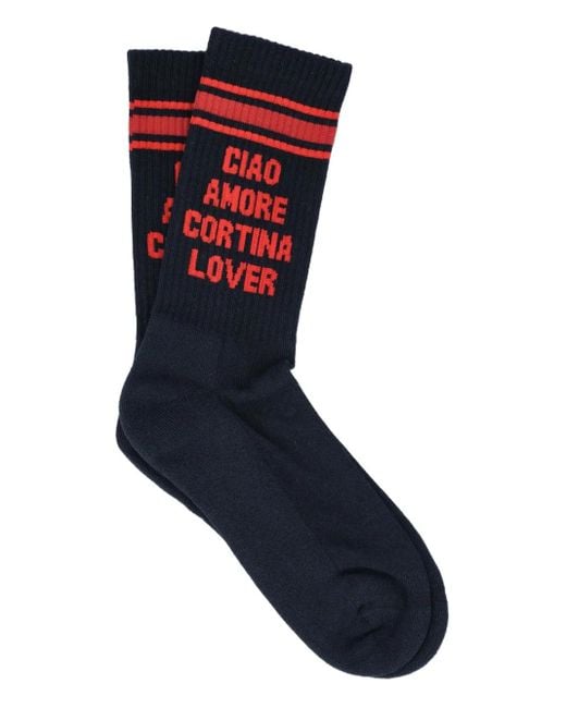 Giada Benincasa Blue Socken Mit Slogan-Intarsie