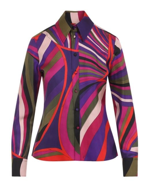 Emilio Pucci Blouse Met Abstracte Print in het Red