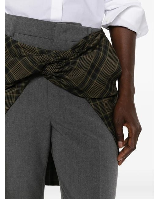 Vivetta Gray Check-Panelled Wide-Leg Trousers