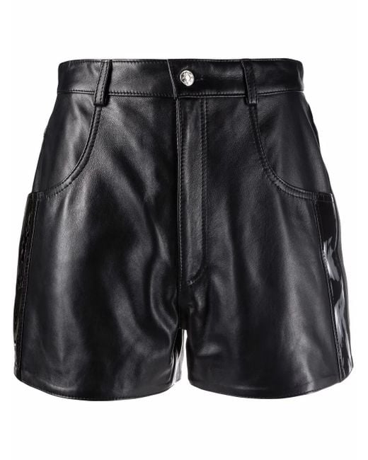 Manokhi Leren Shorts in het Black