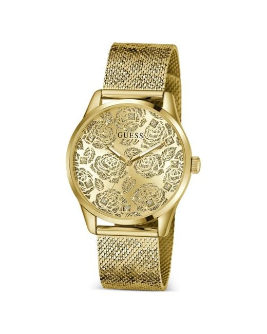 Guess Metallic Tone Floral 36Mm Watch