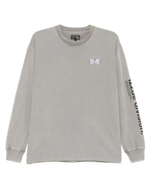 Izzue Gray Logo-Patch T-Shirt for men