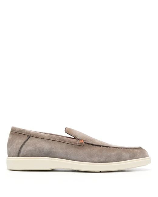 Santoni Natural Tonal-Stitching Leather Loafers for men