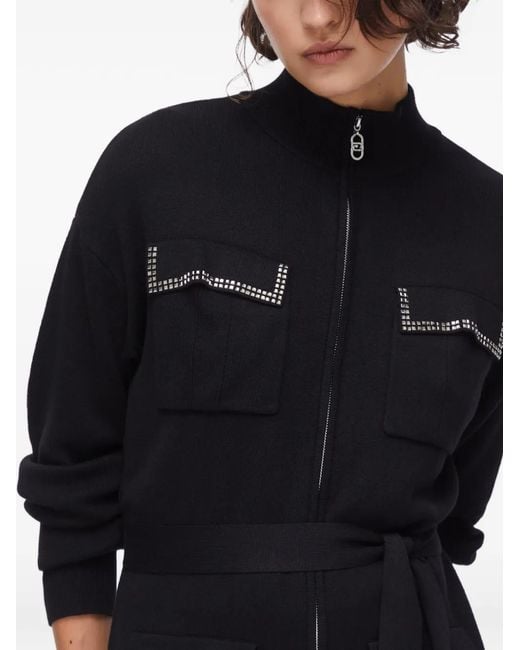 Liu Jo Black Cardigan With Zip And Belt