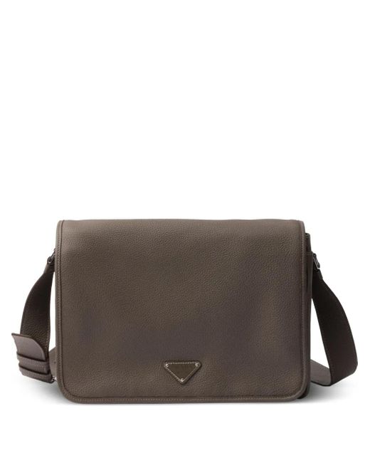 メンズ Prada レザー メッセンジャーバッグ Brown