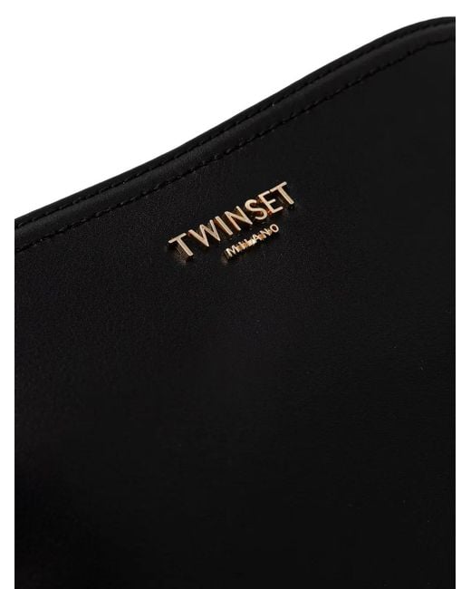 Twinset Black Logo-Plaque Shoulder-Strap Tote Bag
