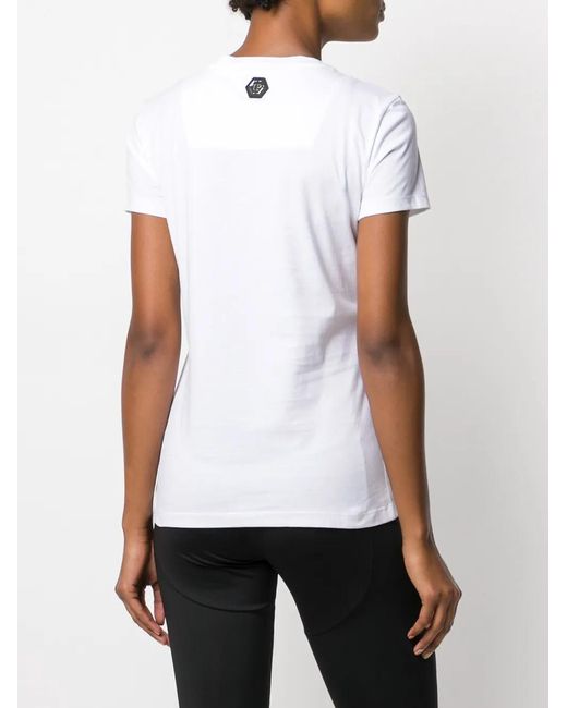 Philipp Plein White Skull Embellished Short Sleeve T-Shirt