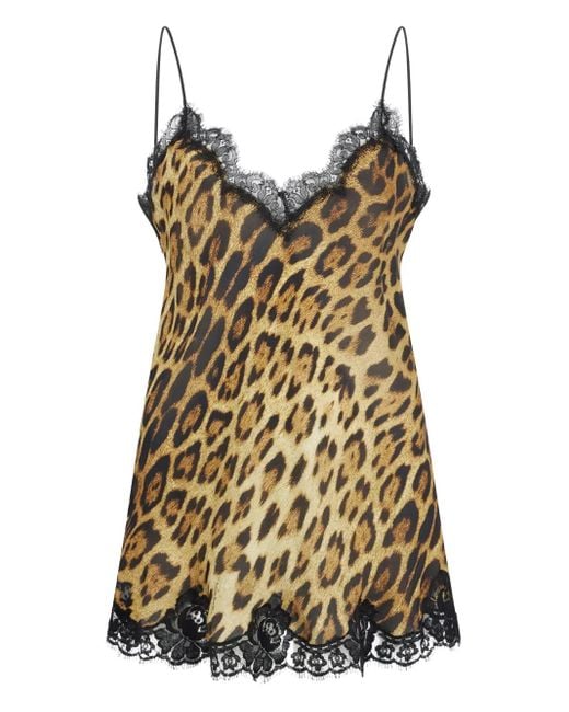 Roberto Cavalli Brown Animal-Print Top