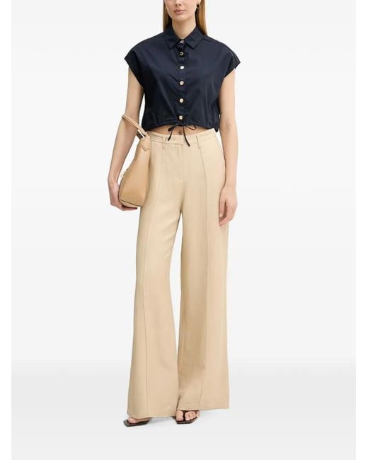 GAUDI Blue Drawstring Cropped Shirt