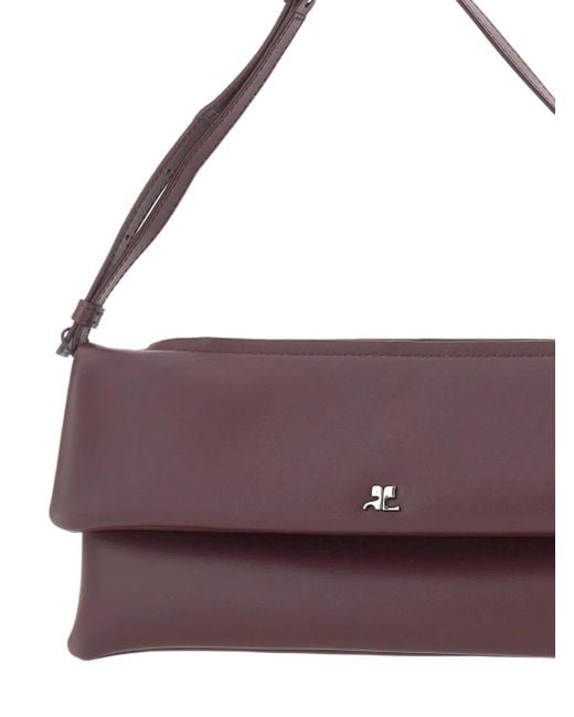 Courreges Cuff レザーショルダーバッグ Purple