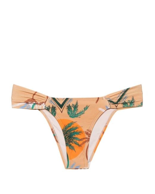 Raquel Diniz Natural Palm-tree-print Bikini Bottom