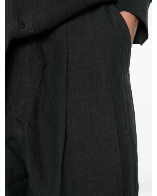 Ziggy Chen Black Pleated-Waistband Pocket Trousers for men