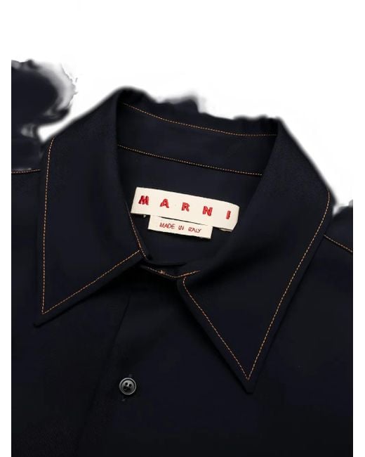 Marni Blue Pocket-Detail Short-Sleeve Shirt for men