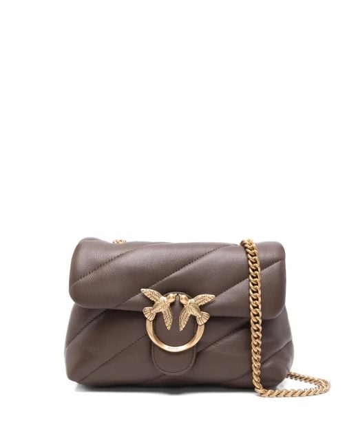 Borsa A Spalla Love Con Placca Logo di Pinko in Gray