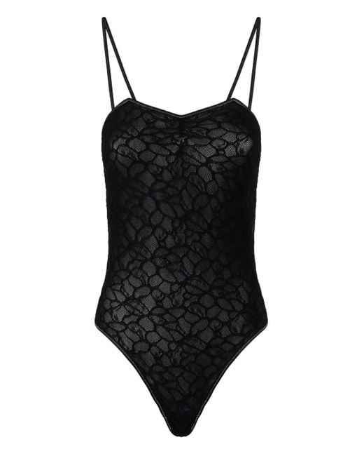Pinko レーステクスチャード ボディスーツ Black