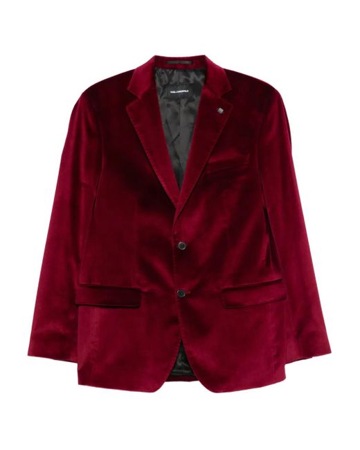 Karl Lagerfeld Red Velvet Two-Button Jacket for men