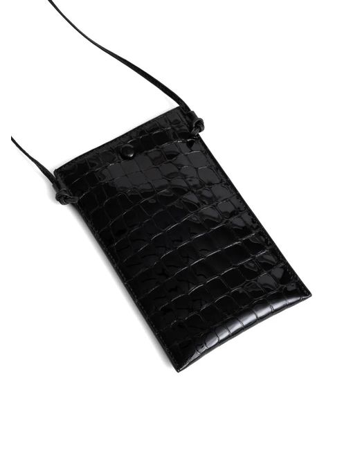 Yu Mei Black Luci Crocodile-Embossed Leather Crossbody Bag