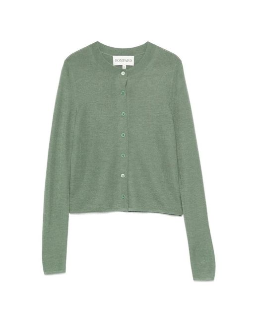 Bompard Green Cardigan Crop À Boutonnière Devant