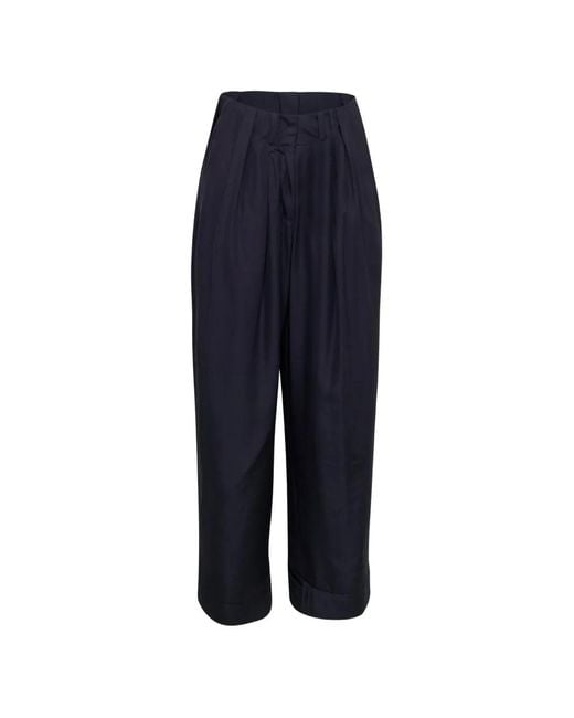 OPEN YY Blue Fluid Full Gather Trousers