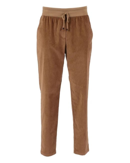 Lorena Antoniazzi Brown Corduroy-Texture Trousers