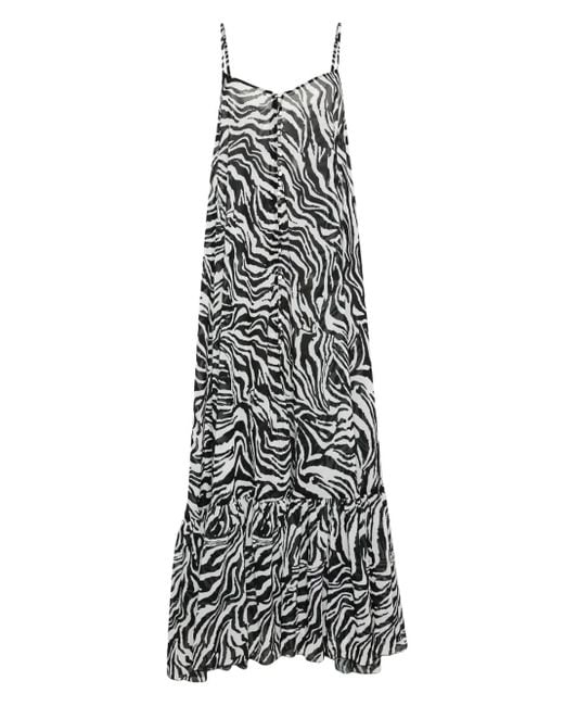 ROTATE BIRGER CHRISTENSEN White X Reina Olga Zebra-Print Maxi Dress