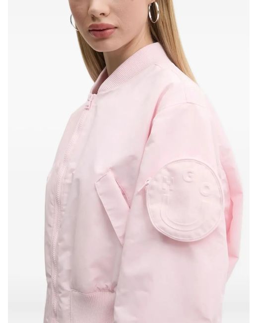 HUGO Pink Smiley-Face Pocket Bomber Jacket