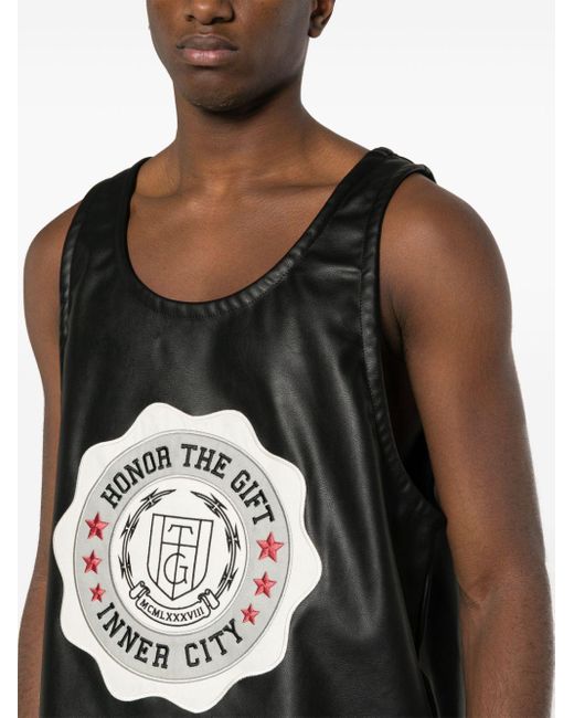 Honor The Gift Black Faux-leather Vest for men