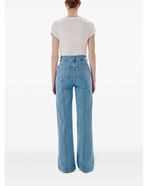 Another Tomorrow Blue High-Waisted Straight-Leg Jeans