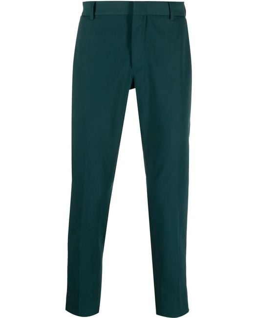 PT Torino Green Contrasting-Cuff Straight-Leg Trousers for men