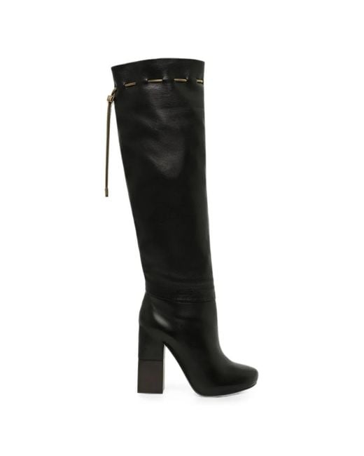 Lanvin Black Drawstring Knee-High Boots