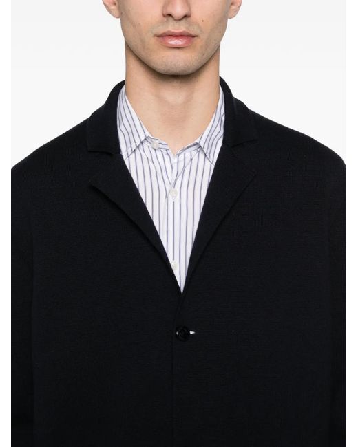 Fursac Black Collared Button-Front Cardigan for men