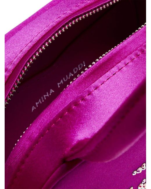 AMINA MUADDI Pink Logo-embellished Satin Shoulder Bag