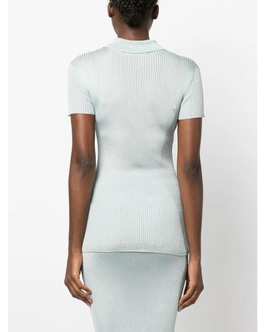 Aeron Blue Knitted Short-Sleeve Top