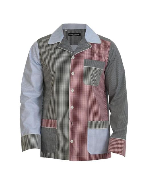 Dolce & Gabbana Overhemd Met Patchwork En Gingham Ruit in het Gray voor heren