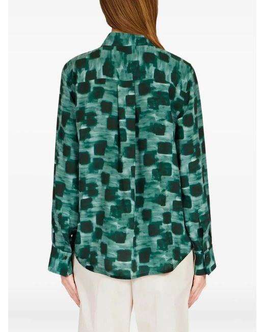 Camisa con estampado abstracto y botones Ferragamo de color Green