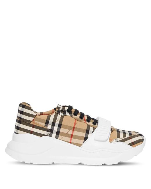 Burberry Canvas Sneakers Met Vintage Ruit in het Bruin voor heren - Lyst