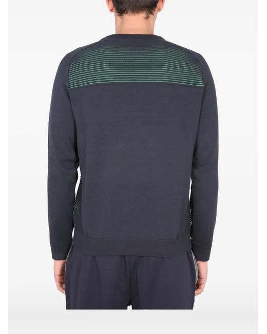 Boss Blue Striped-Panel Crew Neck Sweatshirt for men