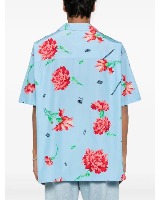 Moschino White Floral-Print Shirt for men