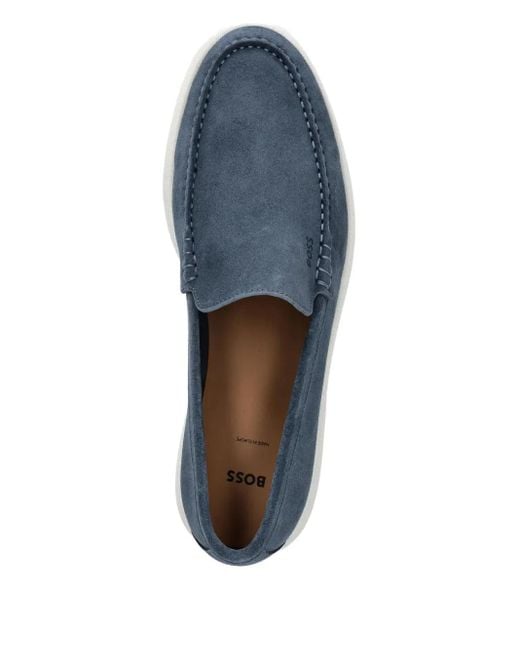 メンズ Boss スエード コントラストソール ローファー Blue